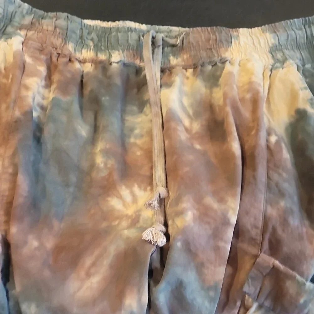 MNML Brown & Green Camo Cargo Pants L Relaxed Fit Straight Leg 100% Cotton Made